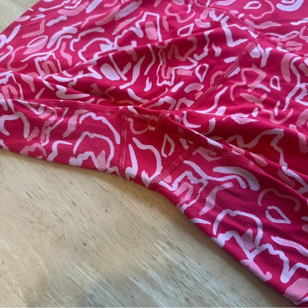 Athleta Leggings Red Pink Plus Size 2X Elation Printed Abstract Floral